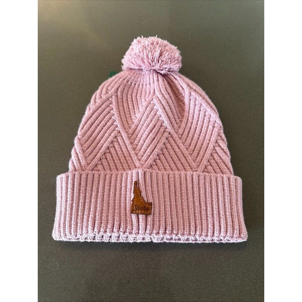 Legacy Beanie Hat Cable Knit IDAHO Rose Pom-pom One Size